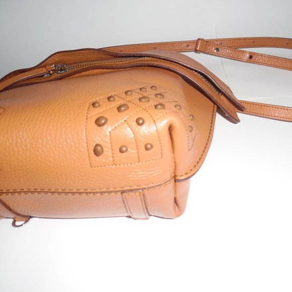 Tod's Brown Leather Mini Wave Top Handle Studs Backpack Crossbody Handbag Purse - Picture 13 of 16